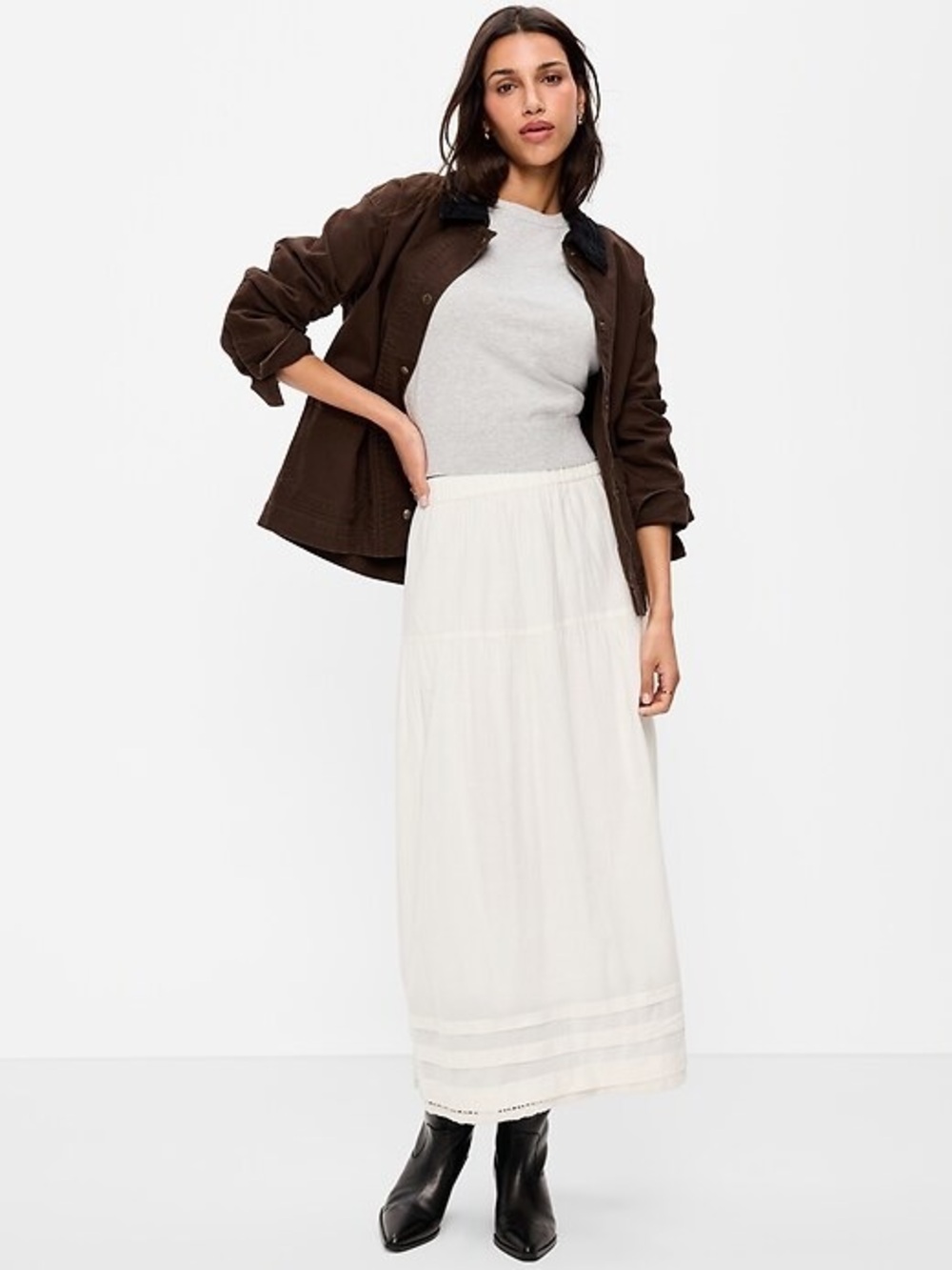 Old Navy Lace-Trim Maxi Skirt in Sea Salt